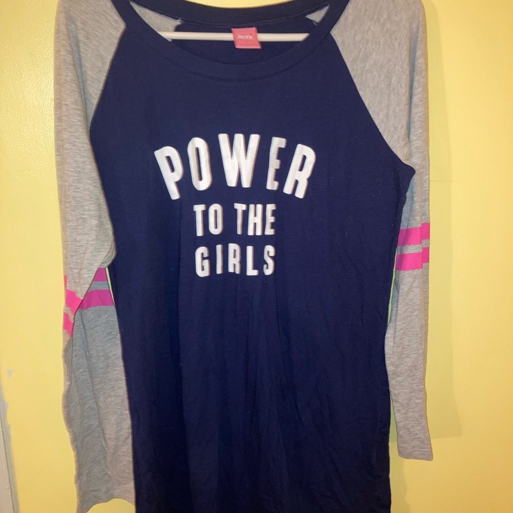Grey and pink pajama shirt from Walmart.